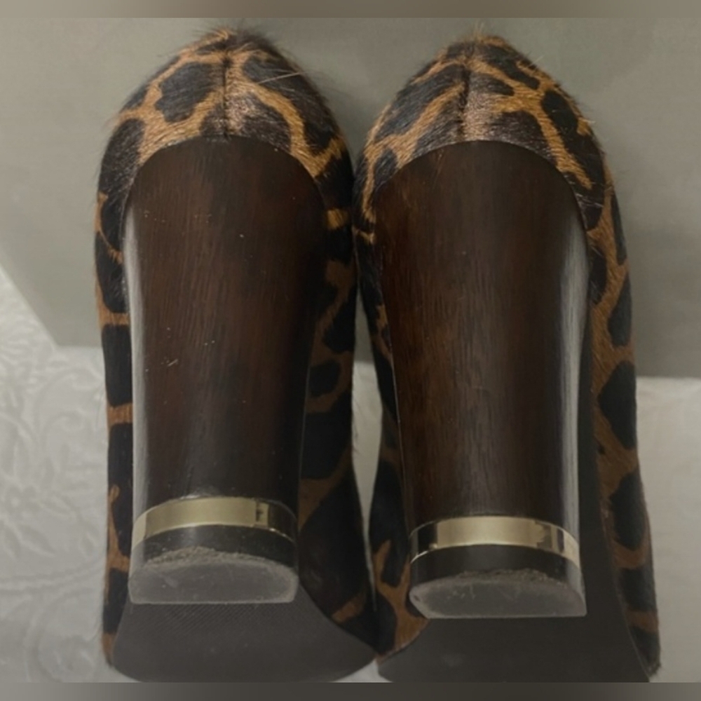 Real Calf Hair Pumps With Wooden Chunky Heel EUC Size 6 - Picture 2 of 6